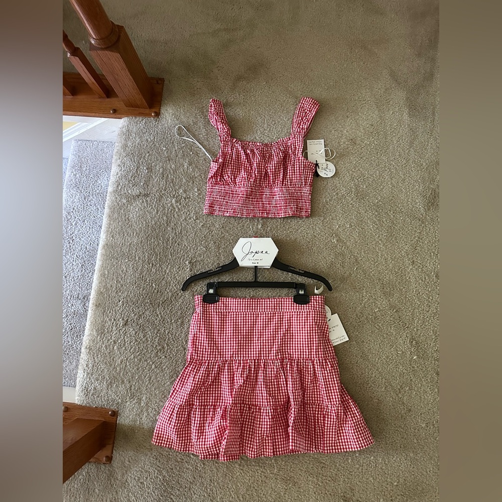 Red Gingham Two piece skirt and tank